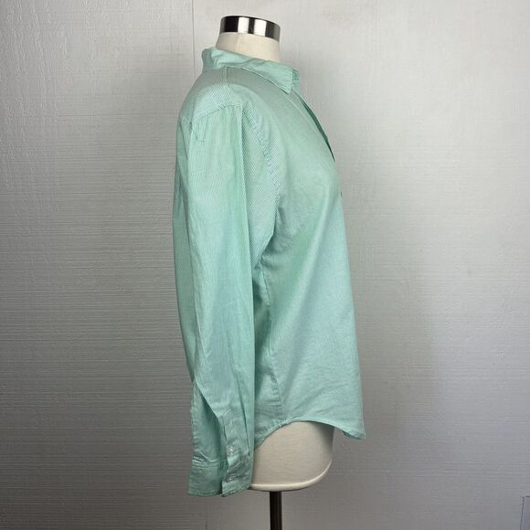 Everlane The Relaxed Fit Oxford Shirt 6 Women New Mint Green Pinstripe Button - Picture 2 of 8